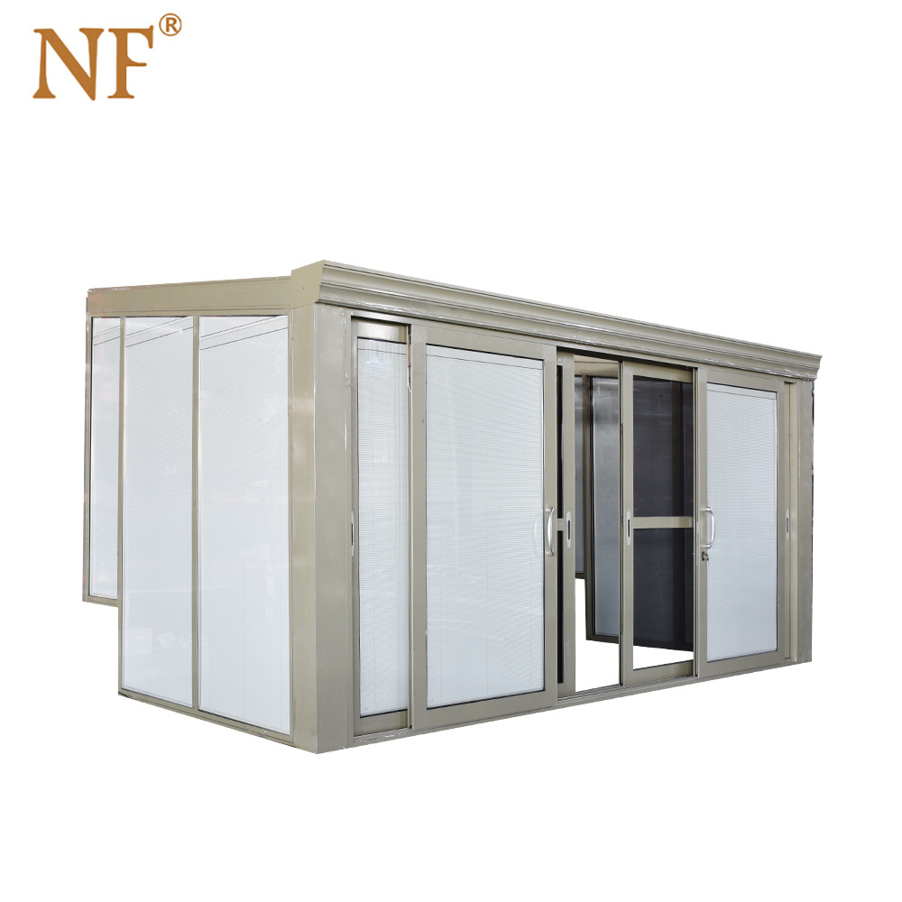 Prefabricated 4 Season Free Standing Veranda Aluminium Insulated Glass Conservatory Sunroom and Glass House For Solarium