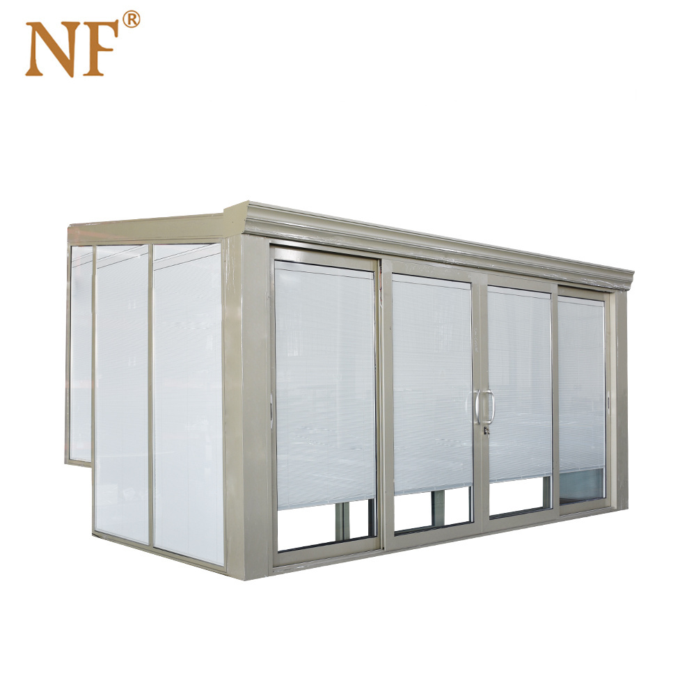 Prefabricated 4 Season Free Standing Veranda Aluminium Insulated Glass Conservatory Sunroom and Glass House For Solarium