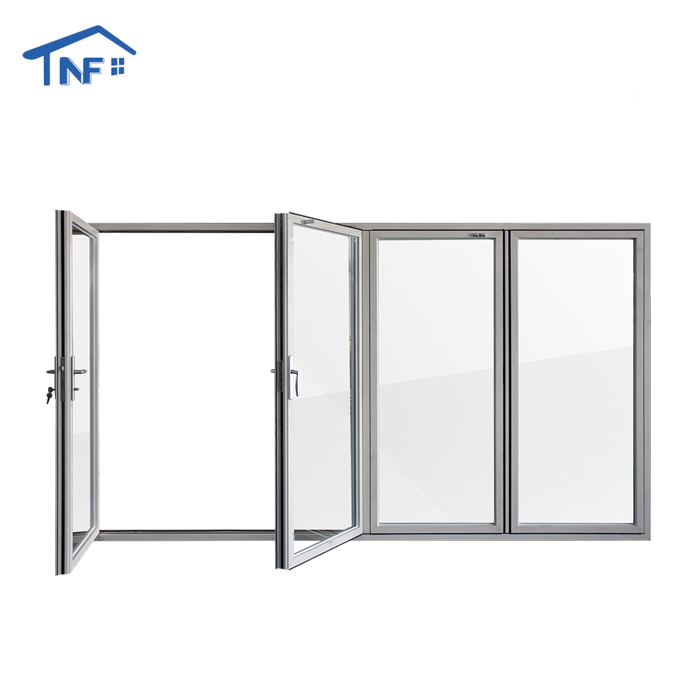 USA Commercial Residential Lowes Glass  Aluminum Bi Folding Accordion folding Sliding Exterior Door With Lock