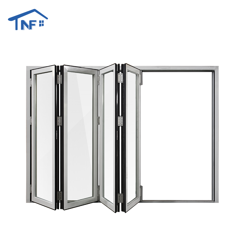 USA Commercial Residential Lowes Glass  Aluminum Bi Folding Accordion folding Sliding Exterior Door With Lock