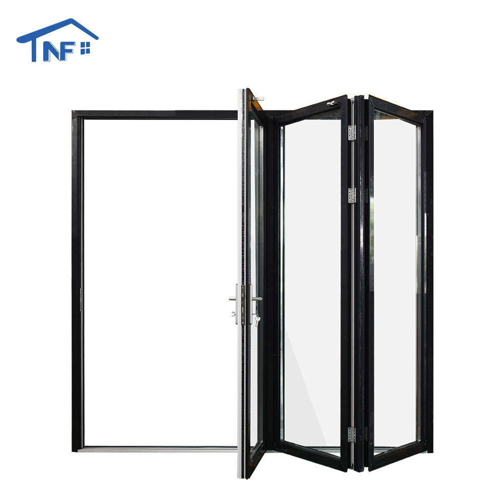 Usa commercial residential lowes glass outdoor transparent long aluminum bi folding accordion bifold and slide swing door with l