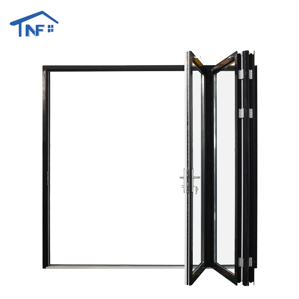 Usa commercial residential lowes glass outdoor transparent long aluminum bi folding accordion bifold and slide swing door with l