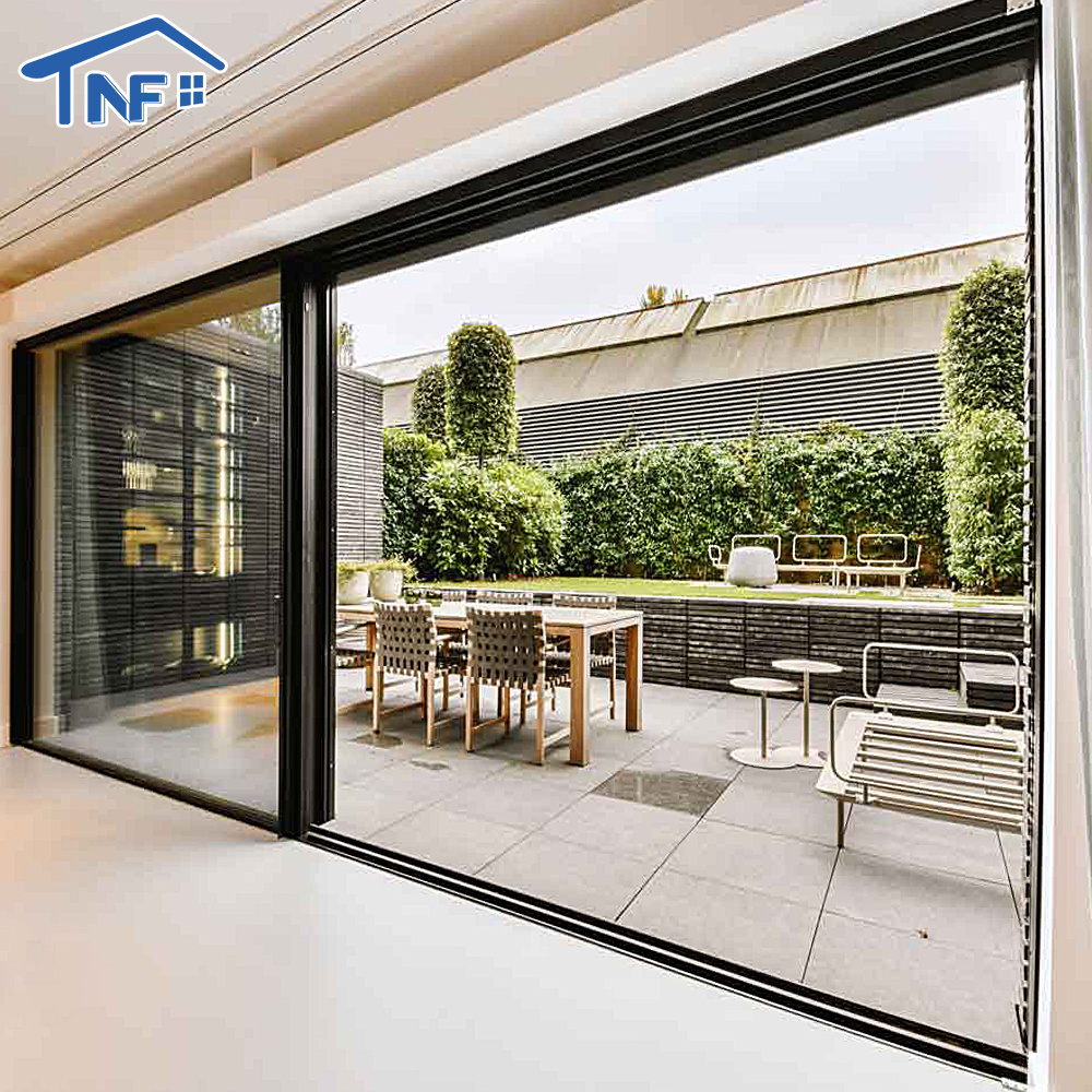 Aluminium alloy metal profile slim pocket slide door modern design exterior interior patio aluminum glass sliding door