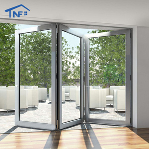 Heat insulation bifold patio doors aluminium glazed accordion doors vented vertical bifold door