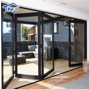 Soundproof house exterior bi fold patio doors aluminum french glass folding door