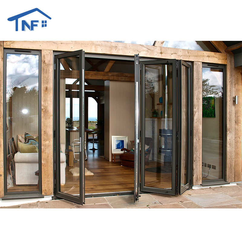 Factory Price Sliding Folding Door System top hung bifold door track with bottom guid roller