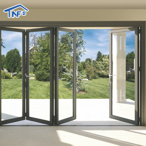 Soundproof Exterior Patio Stacking Door Bi-fold Door  Aluminium Folding Double Glazed Door