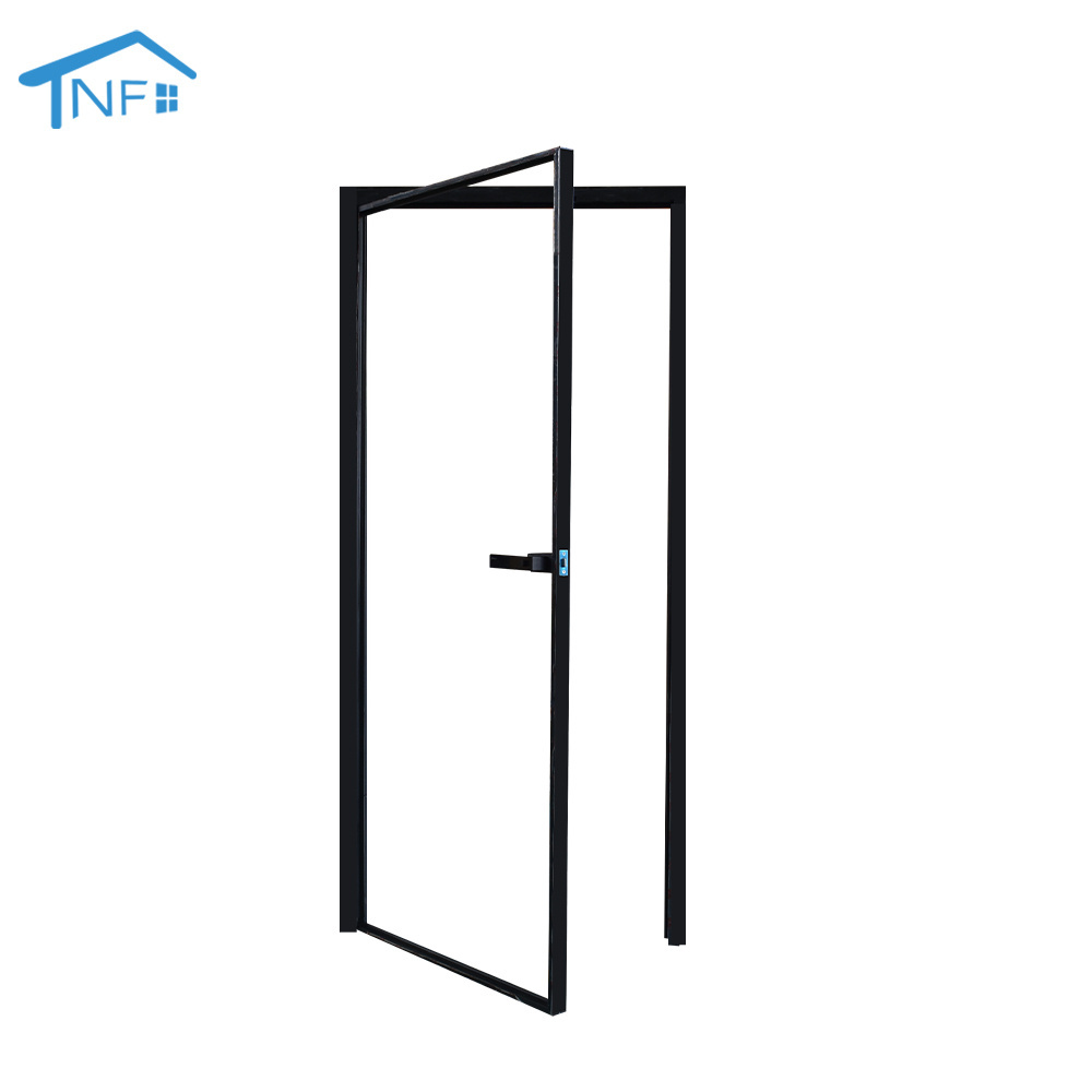 Slim Narrow Frame Glass Door Interior Swing Casement Aluminum Toilet Doors