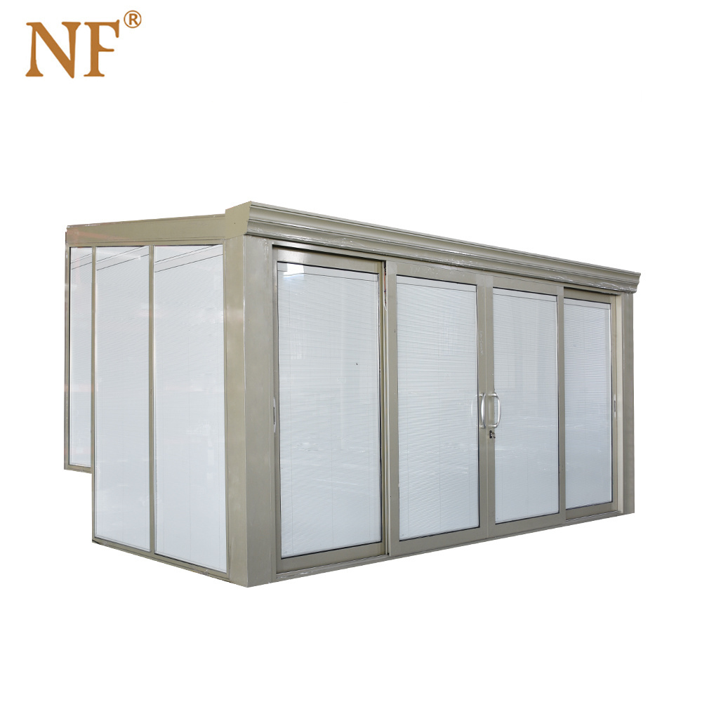 Prefabricated 4 Season Free Standing Veranda Aluminium Insulated Glass Conservatory Sunroom and Glass House For Solarium