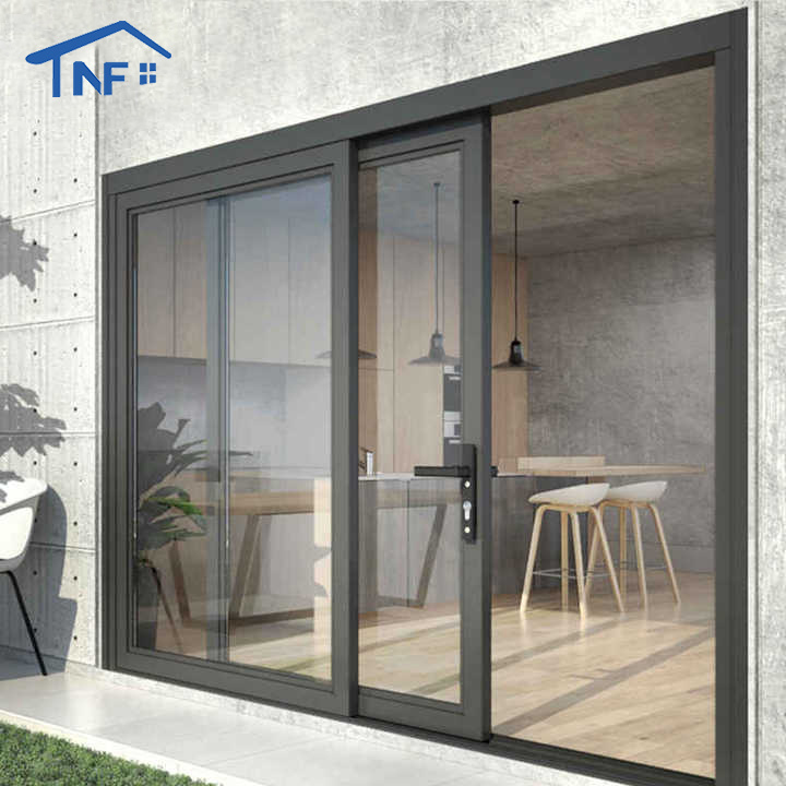 Aluminium alloy metal profile slim pocket slide door modern design exterior interior patio aluminum glass sliding door