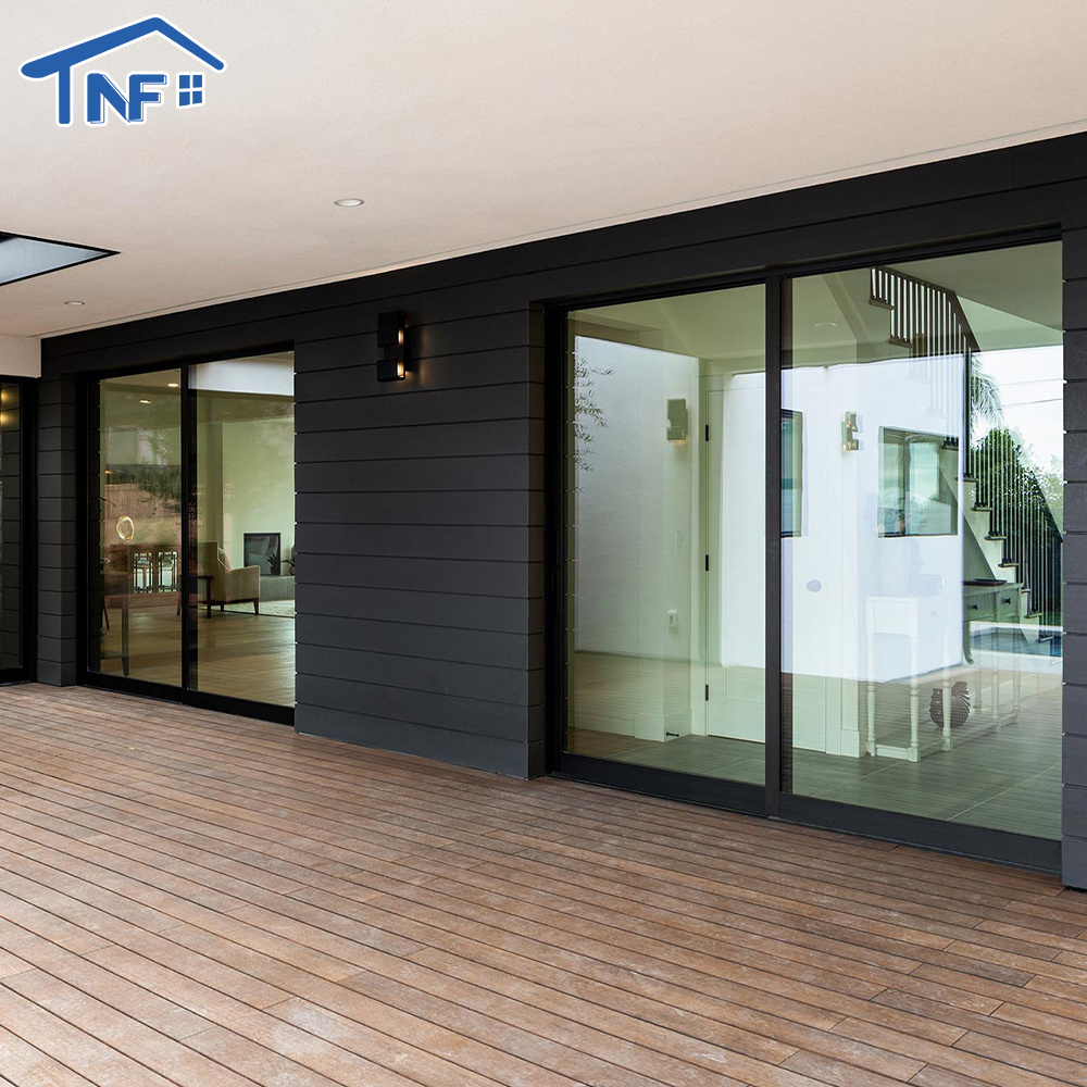 Aluminium alloy metal profile slim pocket slide door modern design exterior interior patio aluminum glass sliding door