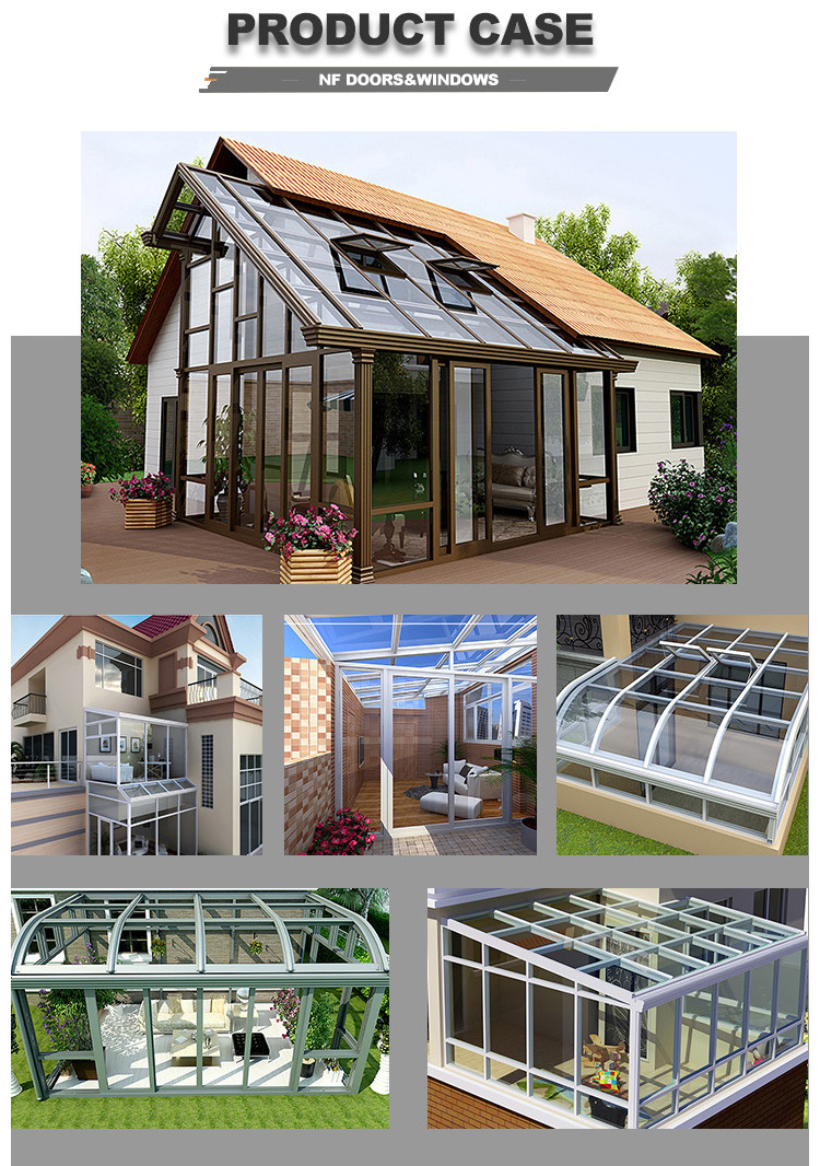 Prefabricated 4 Season Free Standing Veranda Aluminium Insulated Glass Conservatory Sunroom and Glass House For Solarium