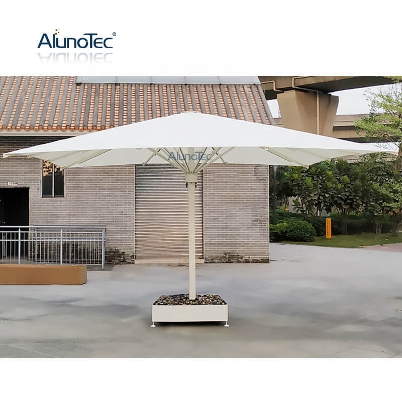 UV-Resistant Patio Umbrella Waterproof Polyester Fabric White Powder Coated Outdoor Garden Umbrella