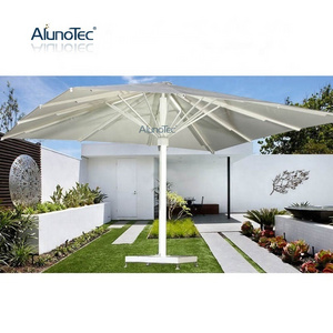 UV-Resistant Patio Umbrella Waterproof Polyester Fabric White Powder Coated Outdoor Garden Umbrella