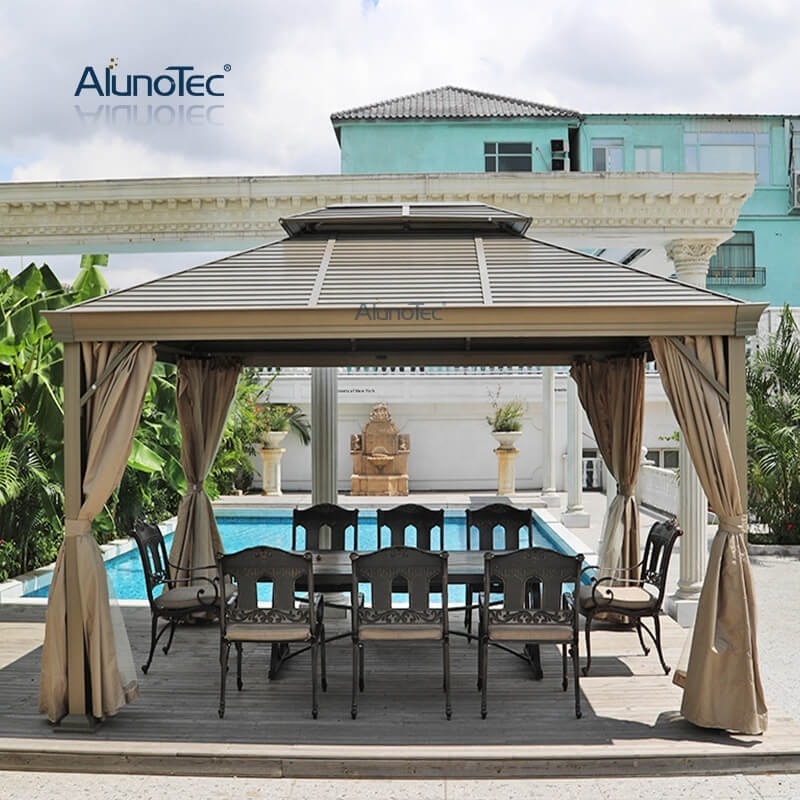 Freestanding Waterproof Aluminum Pavilion Patio Gazebos Pergola Polycarbonate Roof Sunroom Green House Gazebo