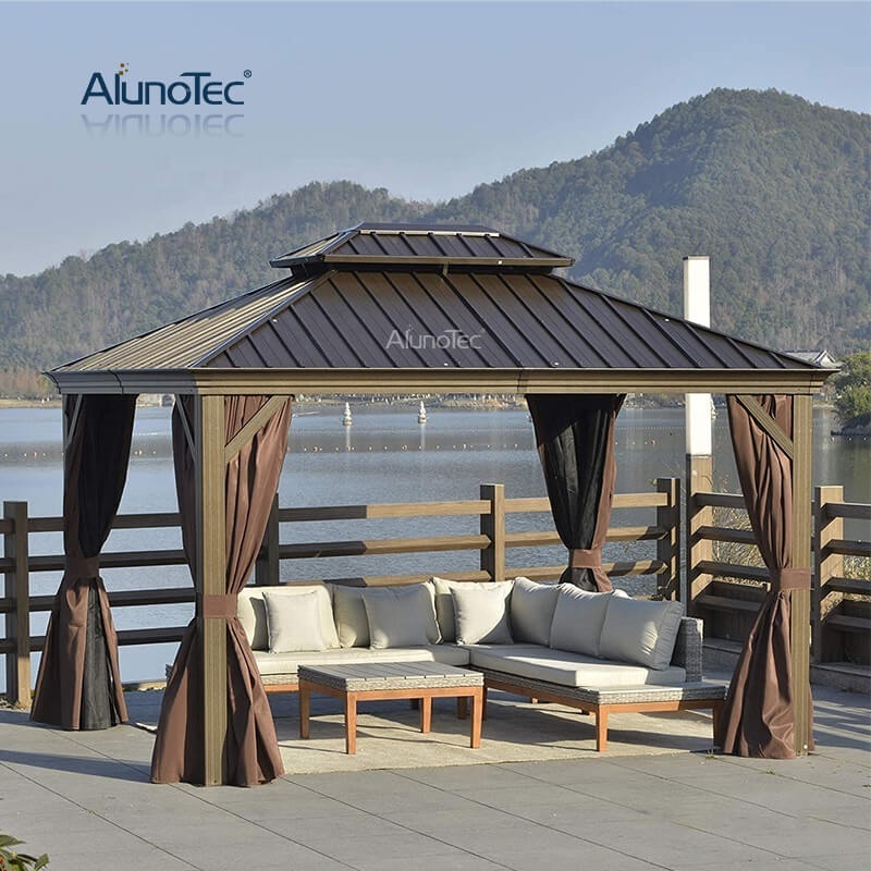 Freestanding Waterproof Aluminum Pavilion Patio Gazebos Pergola Polycarbonate Roof Sunroom Green House Gazebo