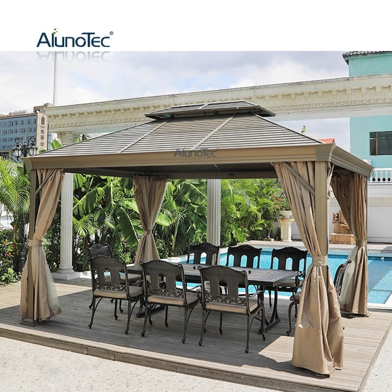 AlunoTec Metal Tent Sun Shading Outdoor Gazebos Garden Pergola Patio Cover Pavilion Roof Vented Gazebo