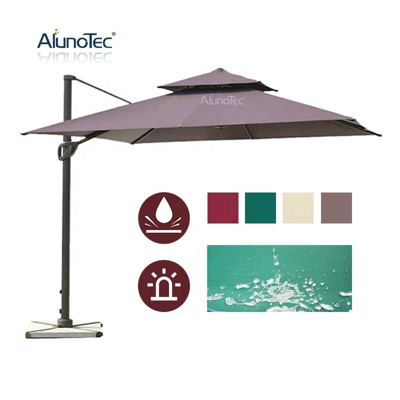 AlunoTec Wholesale Outdoor Awning Parasols LED Umbrellas Patio Cover Windproof Solar Light Umbrella