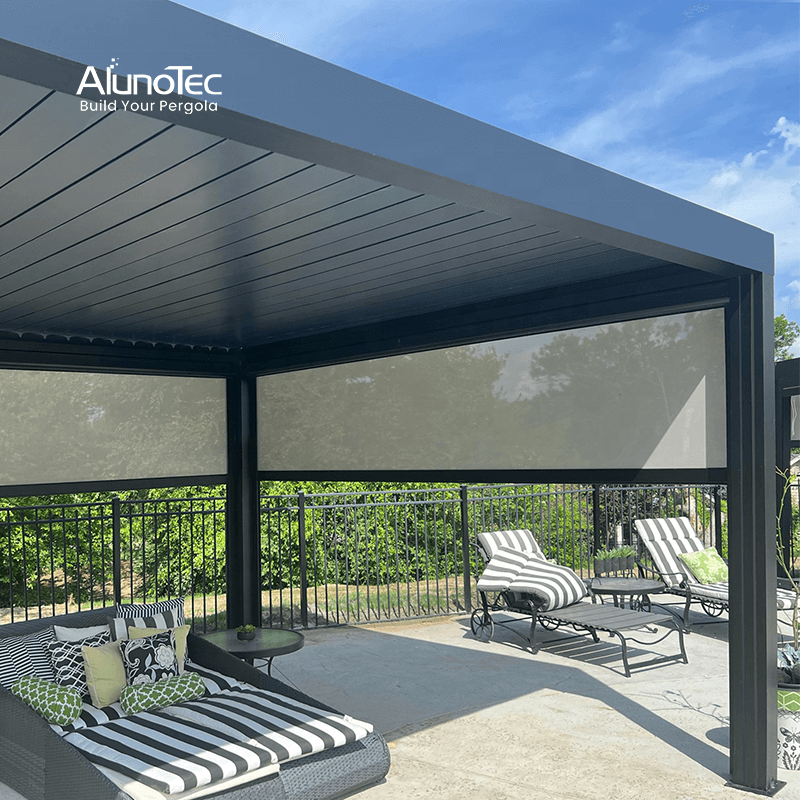 ALUNO Pergolux Motorized Freestanding Wall Mounted Modular Bioclimatic Pergola Gazebo for New Home