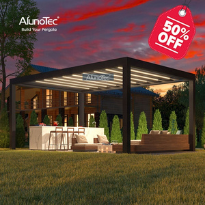 AlunoTec 3x6m Outside Shade Covered Gazebo Designs White Black Grey Louvered Pergola