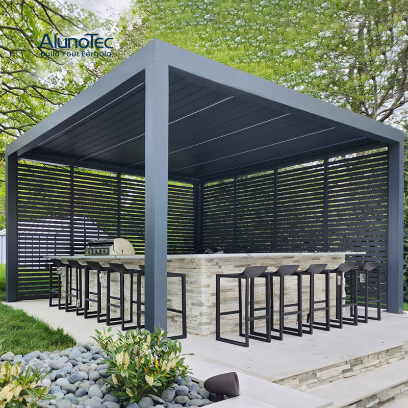 100 Percent Waterproof Pergola Leisure Garden Motorized Louvered Roof Aluminium Outdoor Gazebo