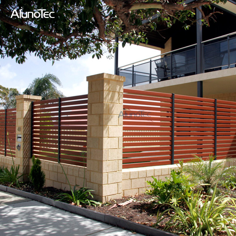 AlunoTec Garden Aluminum Balcony Privacy Fence Profile Louver Frame Bar Horizontal Slat Fencing