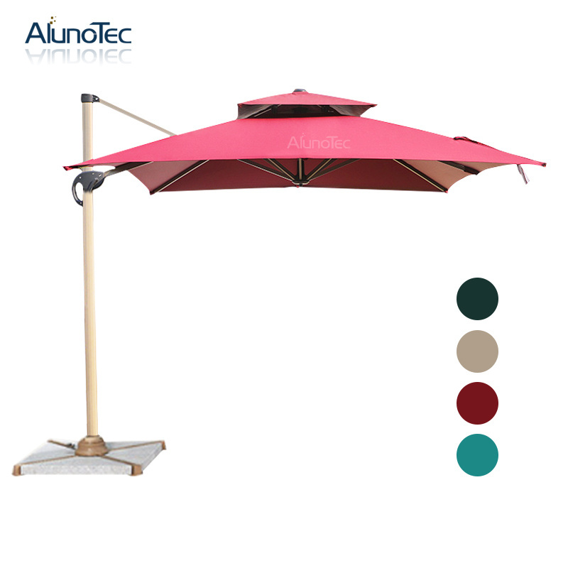 AlunoTec Waterproof Sun Parasols Umbrellas Aluminium Beach Outdoor Roman Cafe Umbrella