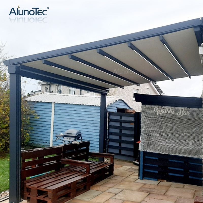 AlunoTec Waterproof Retractable Roof Motorised Pergola Canopy Awning with Zip Screen