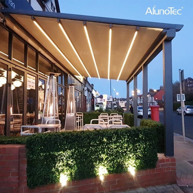 AlunoTec Waterproof Retractable Roof Motorised Pergola Canopy Awning with Zip Screen