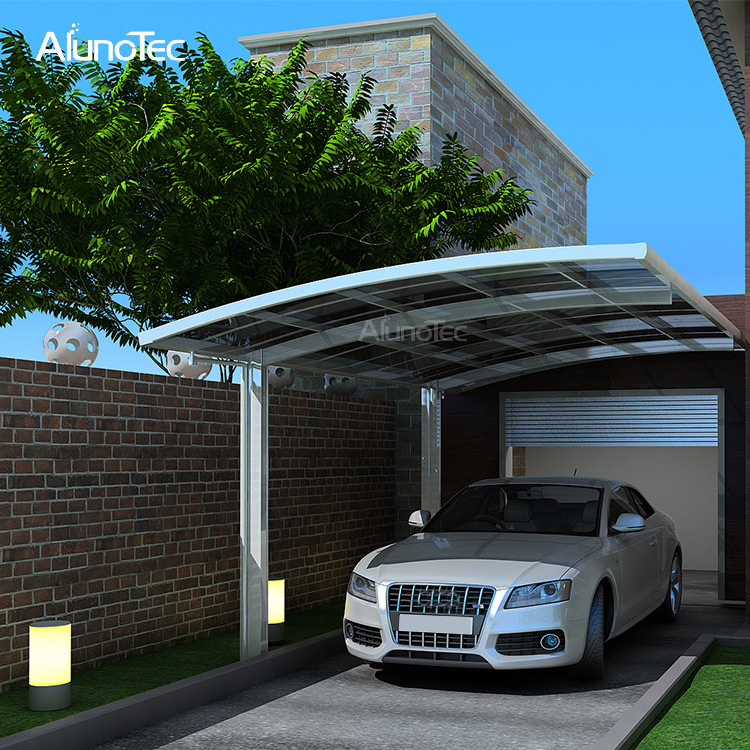 Single Slope Carport Car Parking Aluminium Canopy With Polycarbonate Sheet Roof