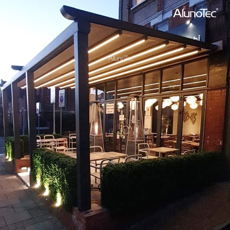 AlunoTec Motorized Waterproof Awnings PVC Patio Retractable Aluminum Outdoor Pergola Canopy Roof