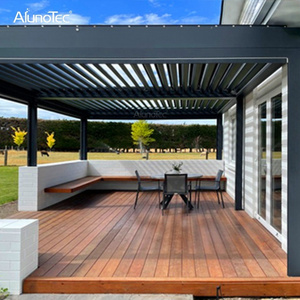 Customized Pavilion Louvered Pergola Cover Electric Outdoor Waterproof Aluminium Gazebo