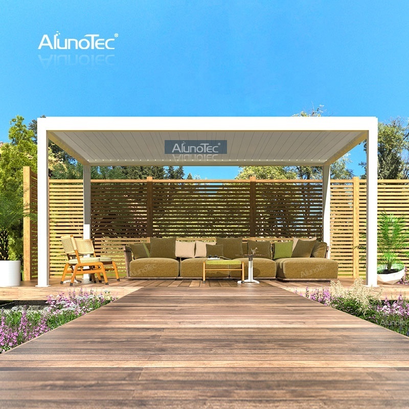 AlunoTec Garden Patio Louvred Roof Free Standing Design Automatic Pergola Covers Aluminium Deck Gazebo