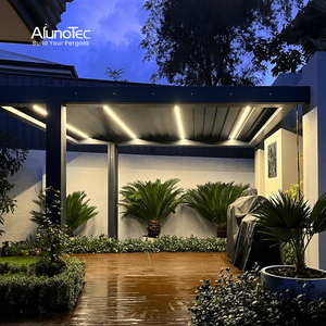 AlunoTec Waterproof Aluminum Patio Coverings Electric Opening Roof System Garden Bioclimatic Pergola