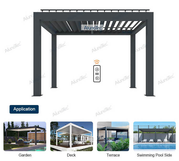 Decorative Outdoor Opening Louvre Roof Aluminium Pergola Awning Garden Gazebo