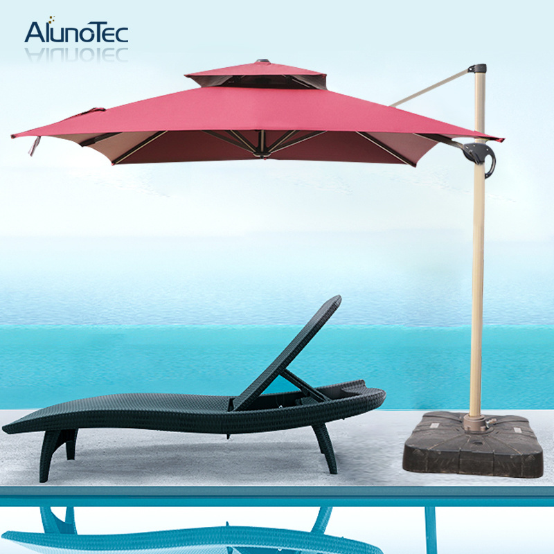 AlunoTec Waterproof Sun Parasols Umbrellas Aluminium Beach Outdoor Roman Cafe Umbrella