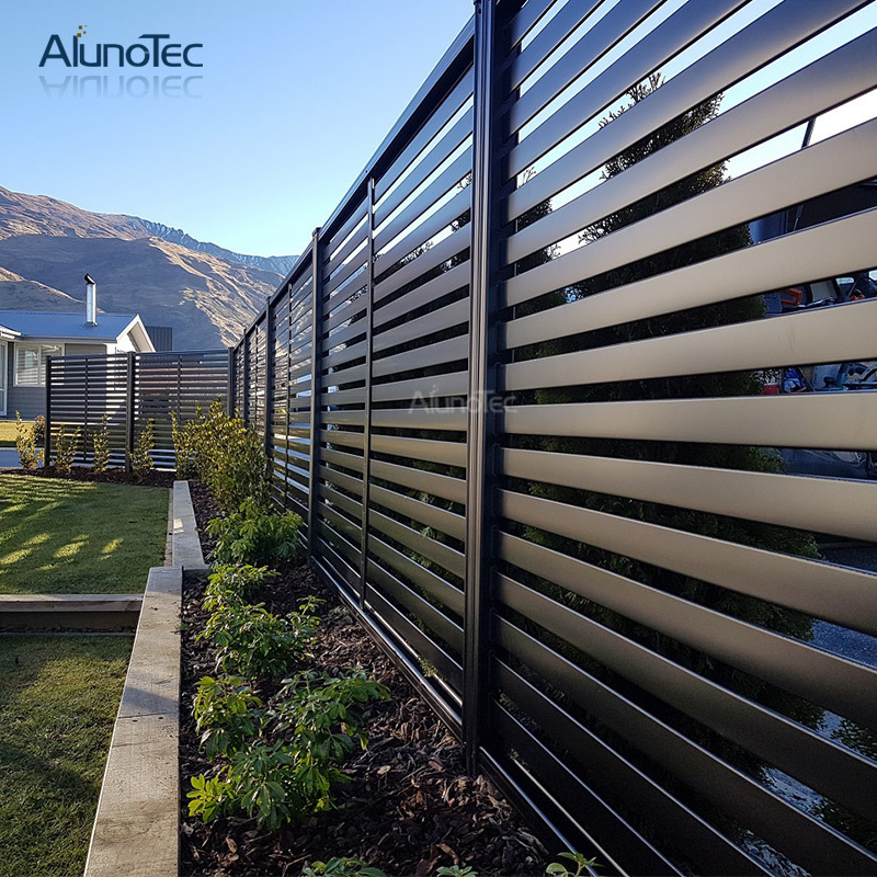 AlunoTec Garden Aluminum Balcony Privacy Fence Profile Louver Frame Bar Horizontal Slat Fencing