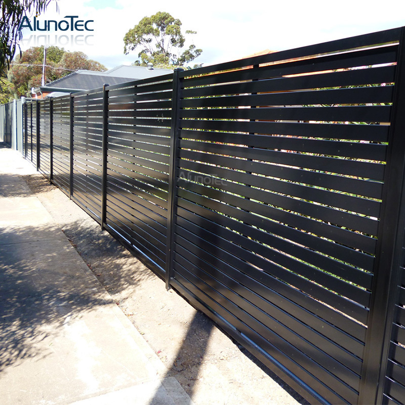 AlunoTec Garden Aluminum Balcony Privacy Fence Profile Louver Frame Bar Horizontal Slat Fencing