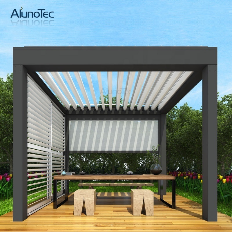 Best Selling Garden Motorized Aluminum Opening Louvered Pergola With Linear Lights