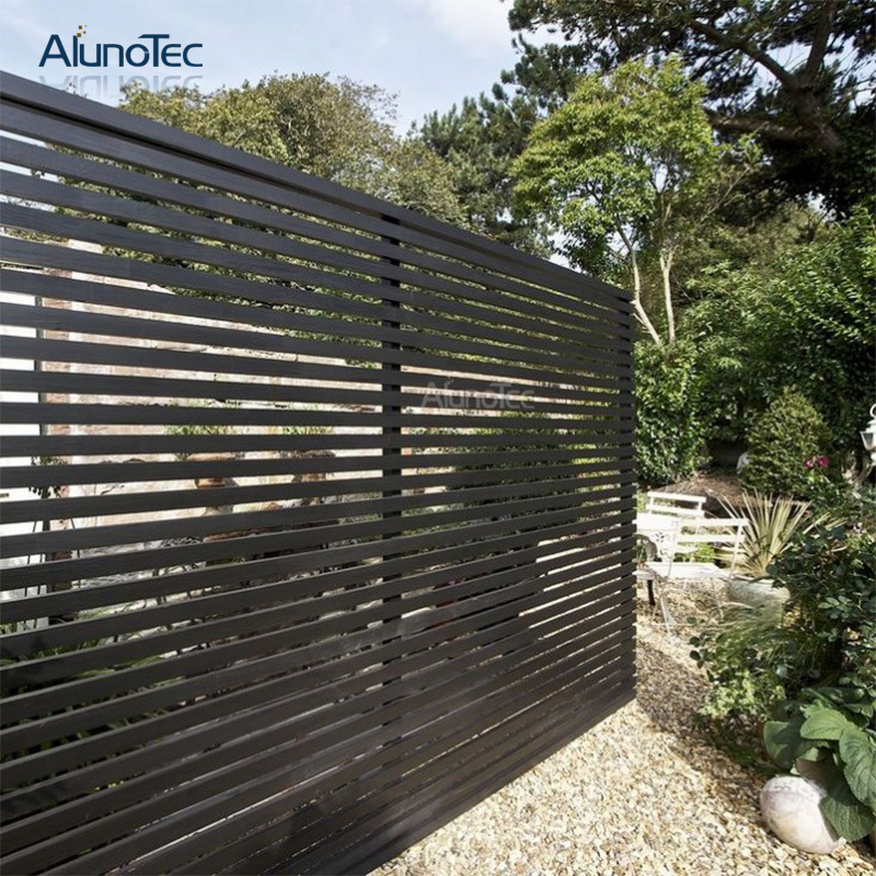 AlunoTec Garden Aluminum Balcony Privacy Fence Profile Louver Frame Bar Horizontal Slat Fencing