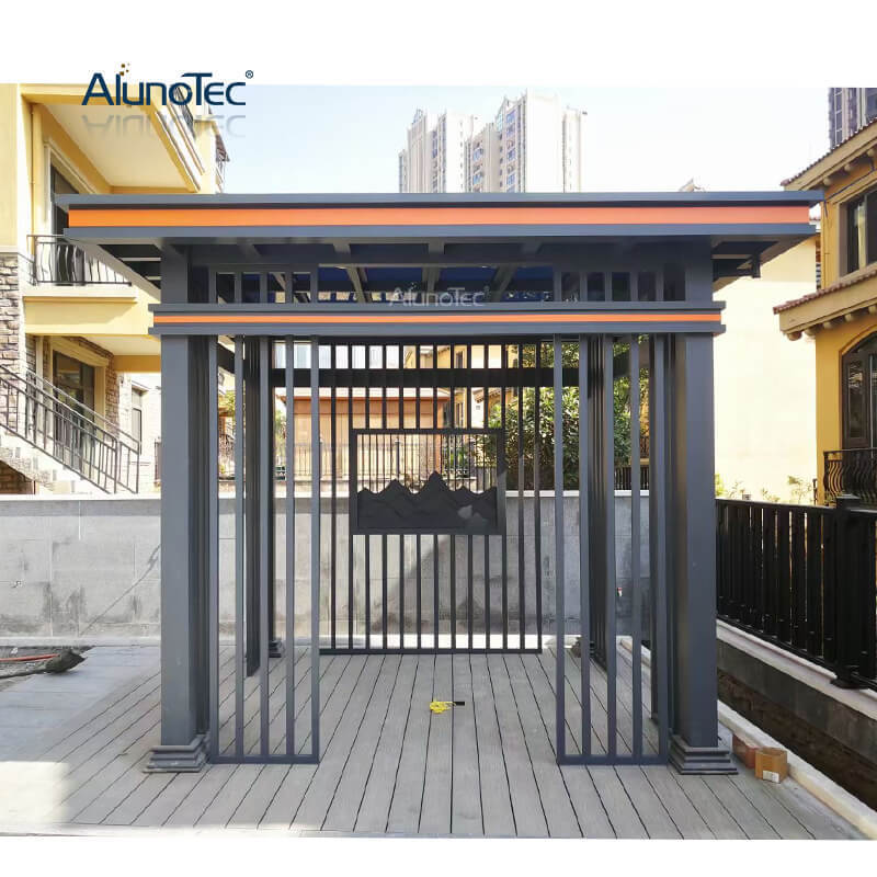 AlunoTec Chinese Style Freestanding Patio Gazebo Pergola Garden Polycarbonate Roof Sunroom