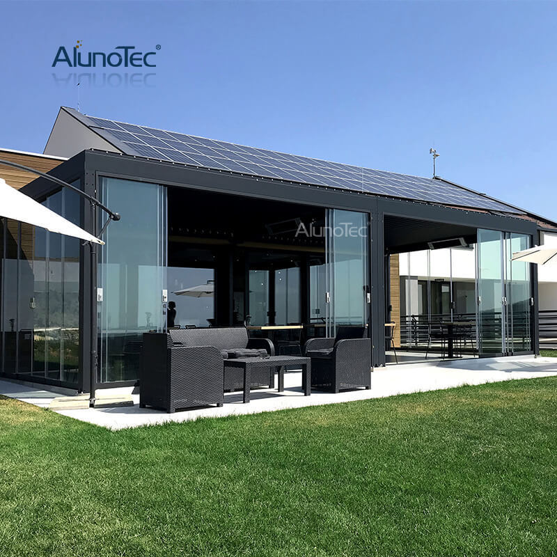 AlunoTec Design Patio Aluminum Frame Outdoor Terrace Frameless Glass Sliding Door