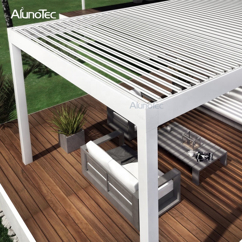 Flat Gazebo Outdoor Patio Roofing Design Motorised Aluminium Pergola