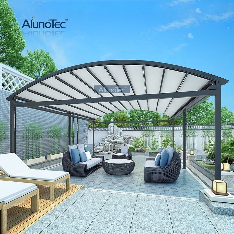 AlunoTec Wind Resistant Retractable Electric Patio Cover Shade Awnings Pergola For Restaurant