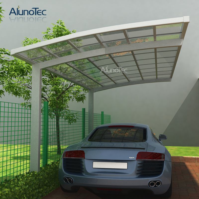 Single Slope Carport Car Parking Aluminium Canopy With Polycarbonate Sheet Roof