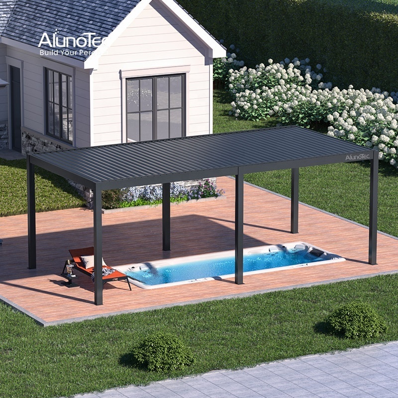 Pergo-ECO AlunoTec Rainproof Motorized Gazebo 3x3m Aluminium Louvre Roof Garden Building Deck Pergola