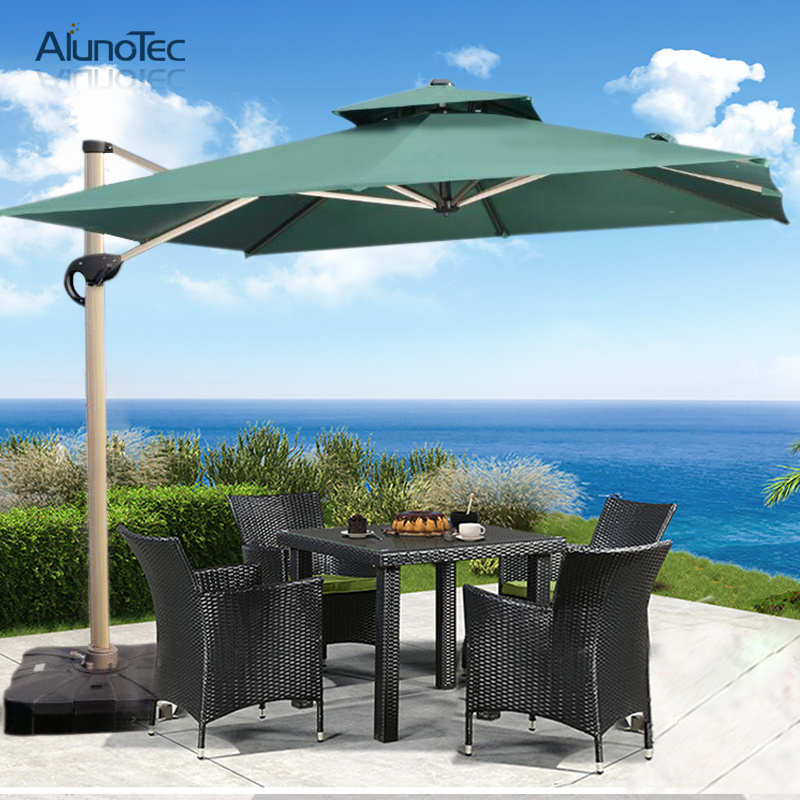 AlunoTec Waterproof Sun Parasols Umbrellas Aluminium Beach Outdoor Roman Cafe Umbrella