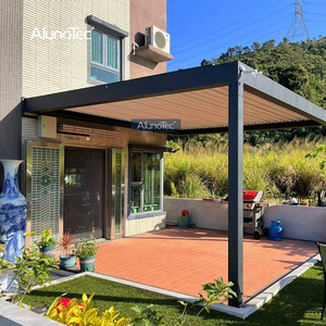 AlunoTec Aluminum Outdoor Shed Arches arbours Pergolas Garden Waterproof Louver Roof Pergola Patio Gazebo