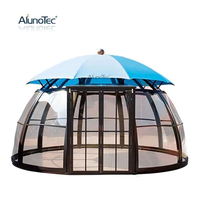 ODM Wholesale Patio Sunroom Garden House Pavilion Tent Kit Roof Vented Watermelon Canopy Aluminium Pergola Gazebo