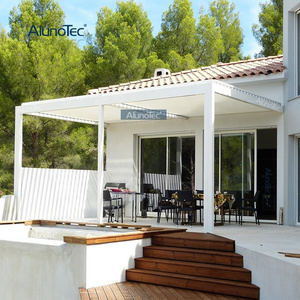 AlunoTec Customized Terrace Side Shading Outdoor Deck Gazebo Bioclimatica Sun Pergola Canopy with Zip Screen